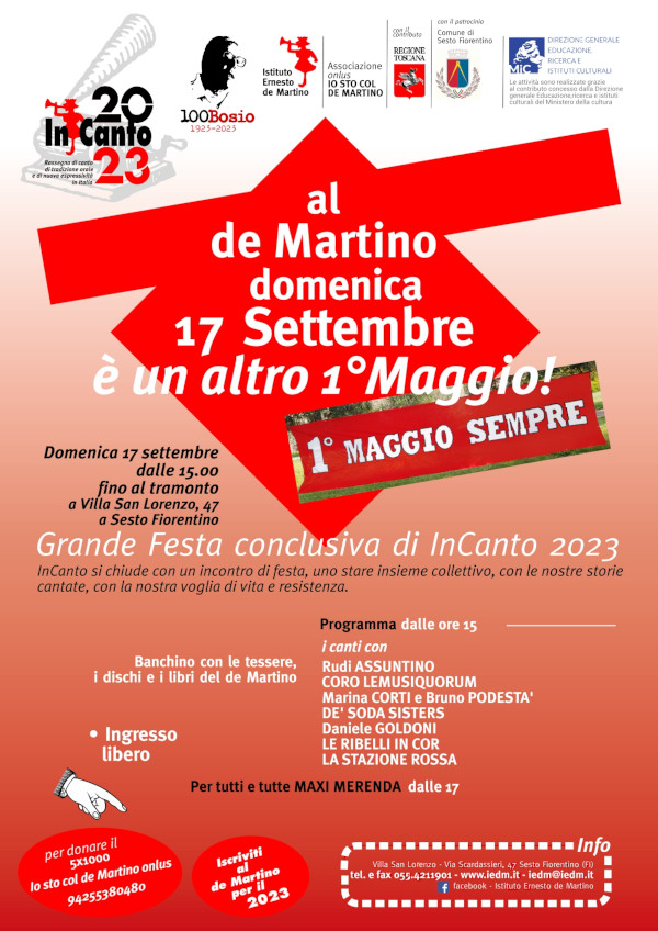 Volantino della festa conclusiva di InCanto 2023