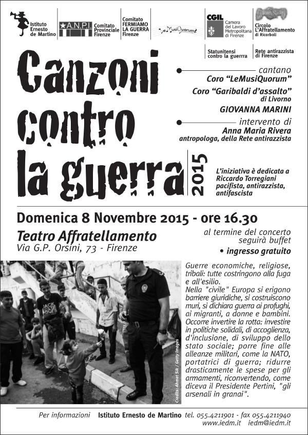 Canzoni contro la guerra 2015 - Volantino