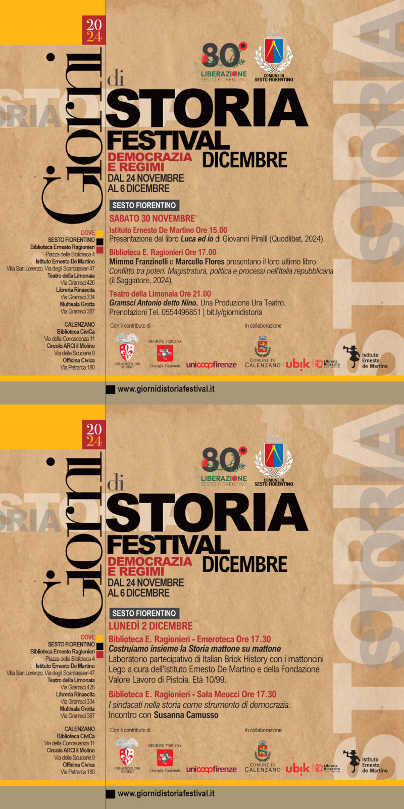Il programma completo del Festival Giorni di Storia 2024. È possibile leggerlo in formato testo al link “Programma completo del Festival” sopra l’immagine.