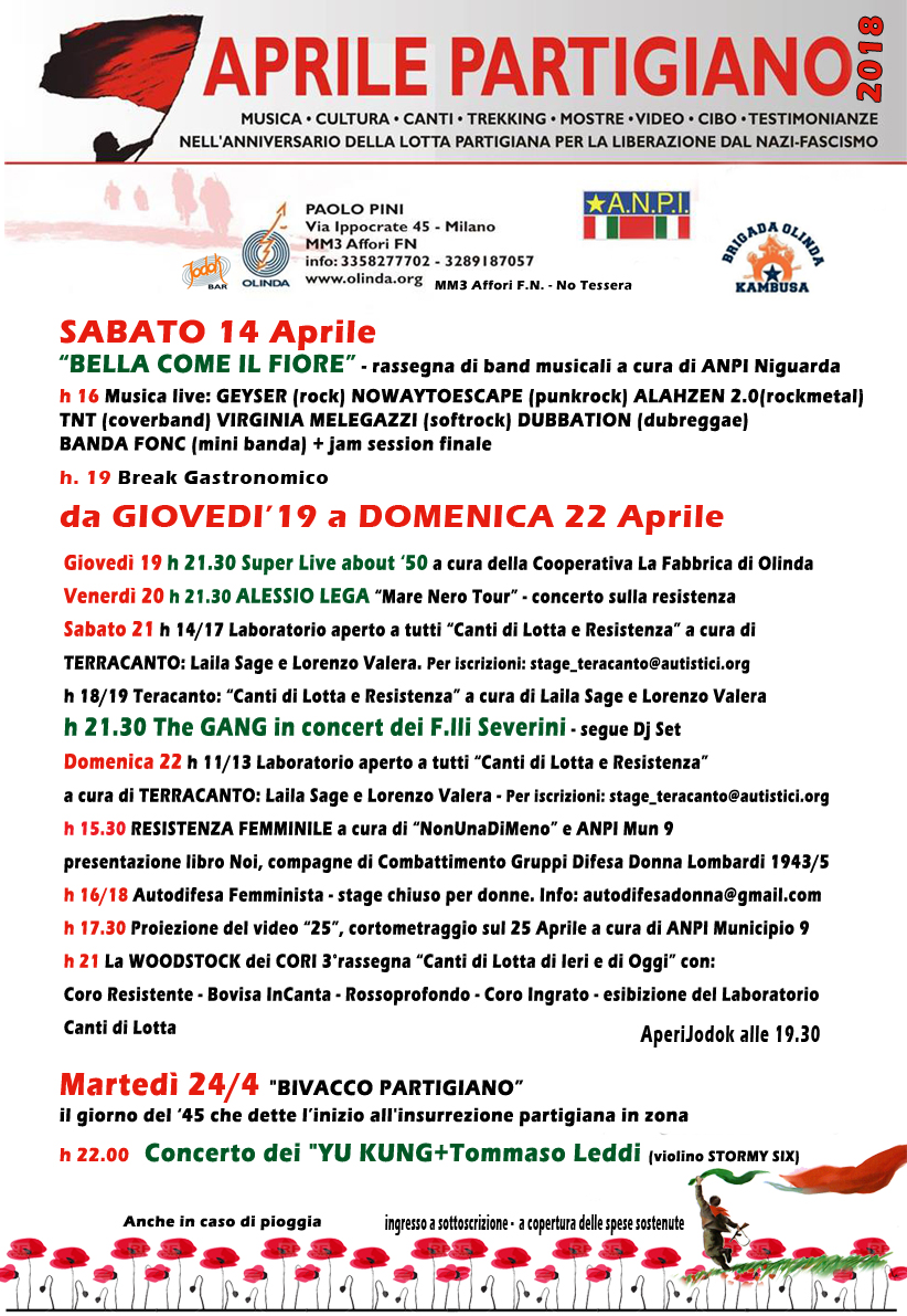 Locandina aprile partigiano 2018