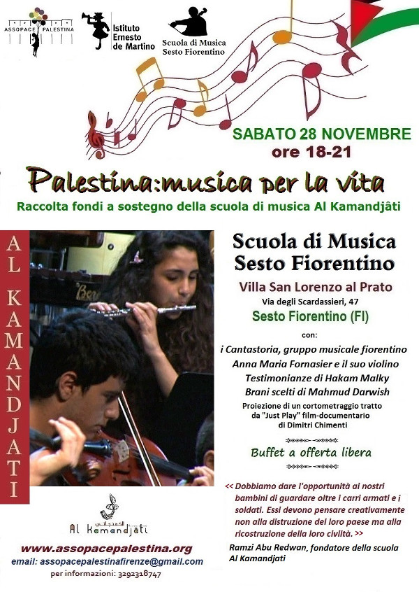 Locandina Palestina: musica per la vita