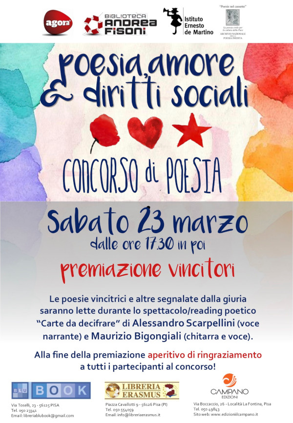 Locandina premiazione concorso poesia 23 marzo 2019